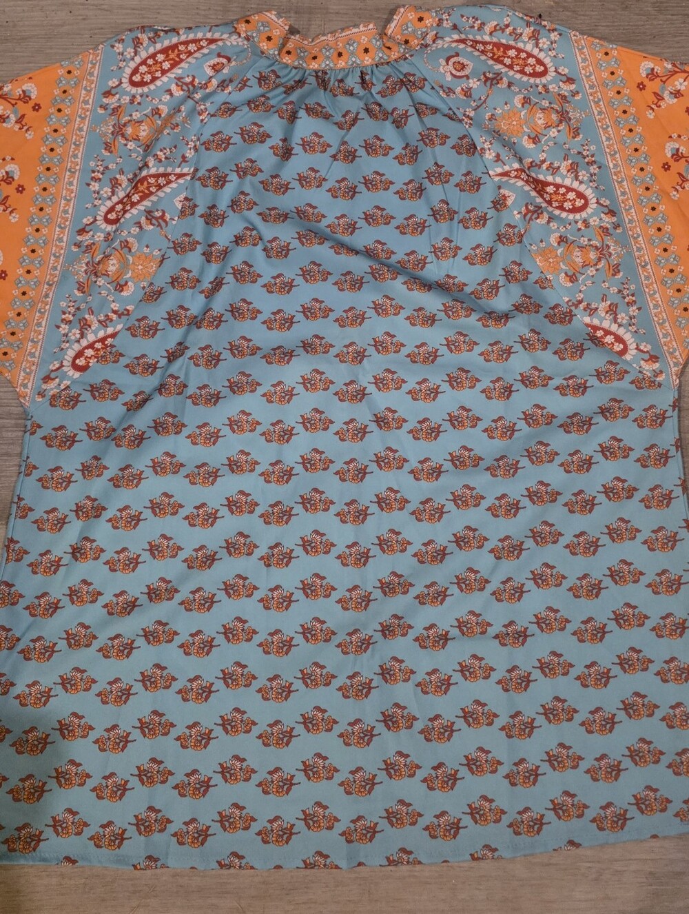 Vintage Style Paisley Print Kaftan Tunic Blouse M